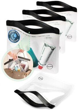 TSA Approved Clear Toiletry Bag 3-Pack Quart Size Leakproof Travel